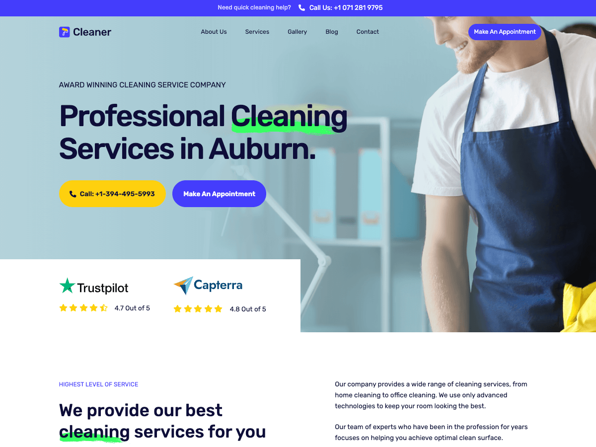 Cleaner Hugo - Hugo Theme for Service Businesses