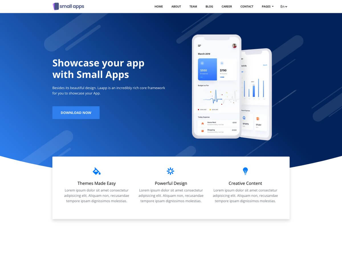 Small Apps Bootstrap - App Landing Page Template