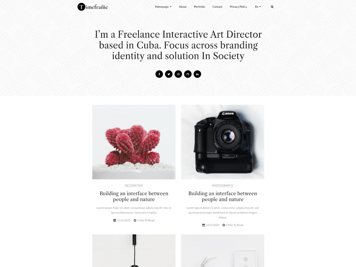 Timeframe - Portfolio Blog Theme
